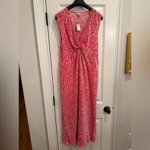 River Island Pink Plisse leopard print Maxi Dress